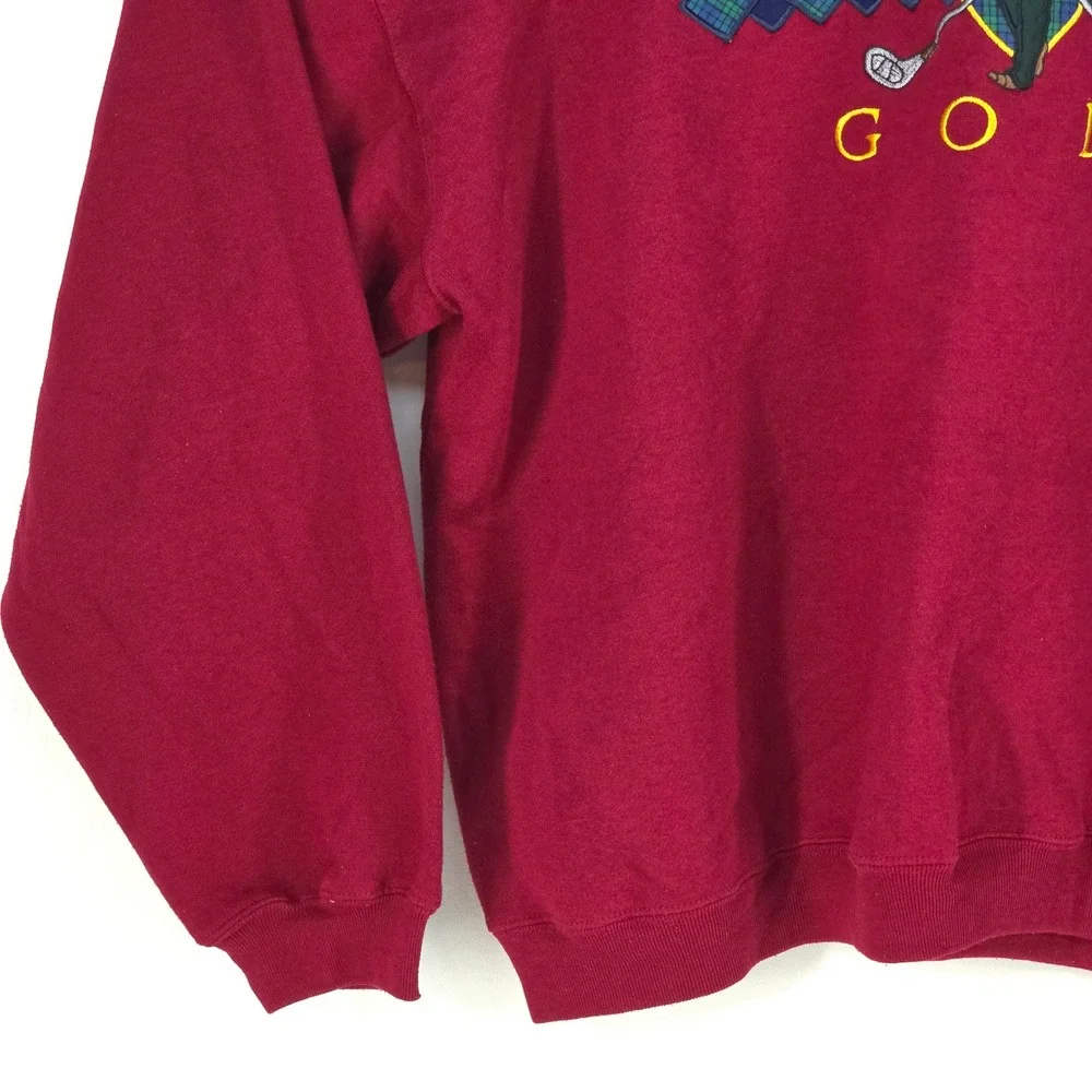 Ivy Club Classics Golf Crewneck‎ Mens XL Maroon 90s Embroidered Retro Throwback